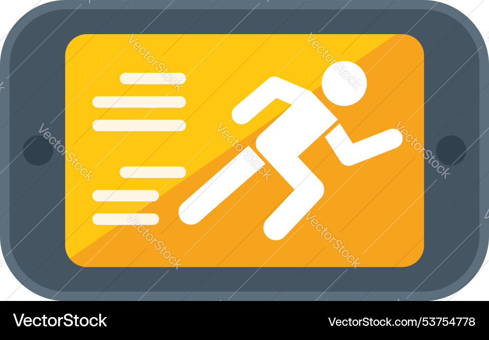 Smartphone showing running man icon displaying Smartphone showing running man icon displaying vector image