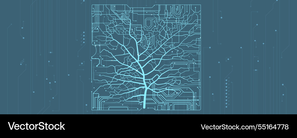Tree of innovation merging nature and circuit Tree of innovation merging nature and circuit vector image