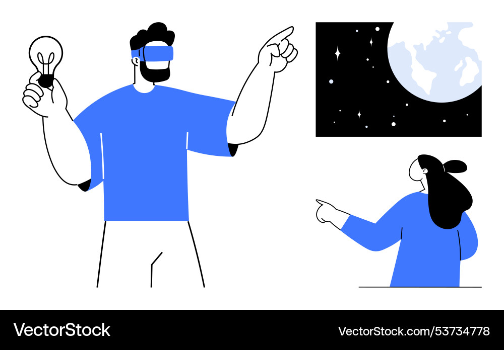 Virtual reality exploration with space and science Virtual reality exploration with space and science Vector Image