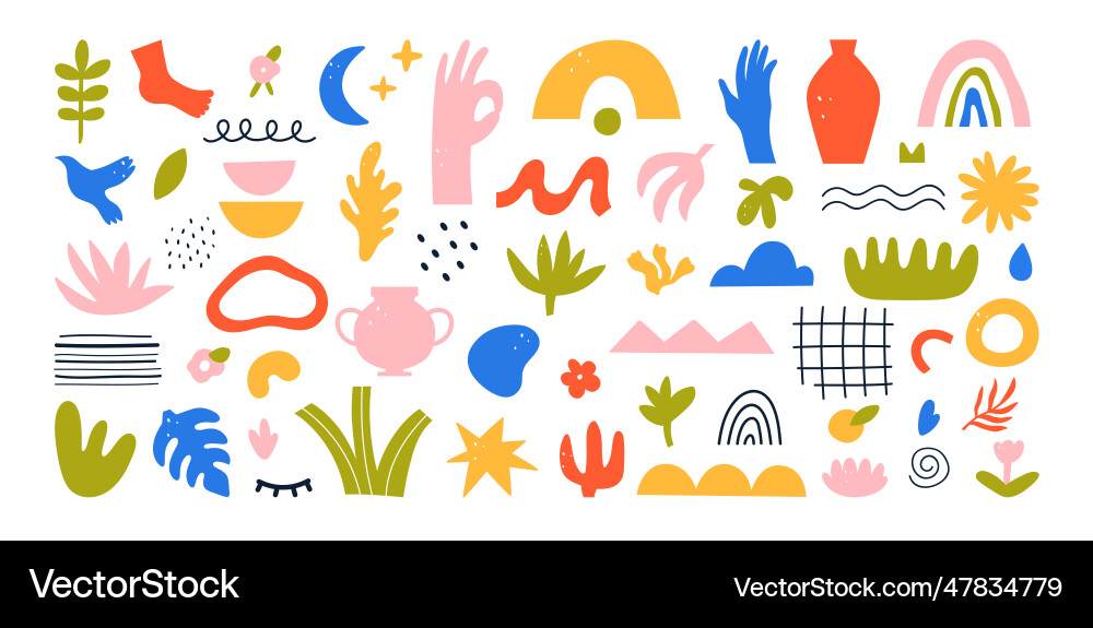 Abstract doodle objects set colorful geometric Abstract doodle objects set colorful geometric vector image