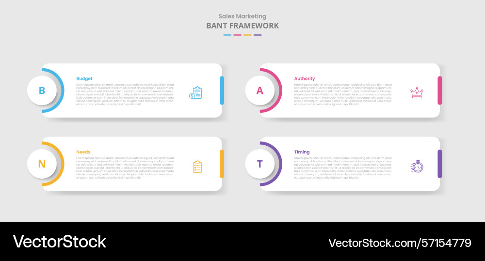Bant framework for infographic with drop shadow Bant framework for infographic with drop shadow vector image