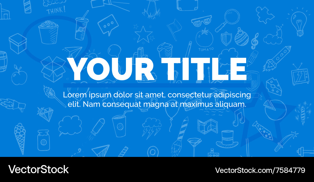 Cover your title on blue background with objects Vector Image