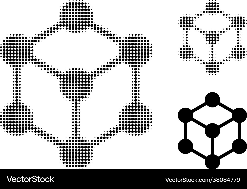 Cube nodes halftone dotted icon Cube nodes halftone dotted icon vector image