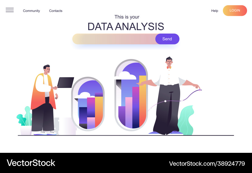 Data analysis web concept for landing page Data analysis web concept for landing page Vector Image