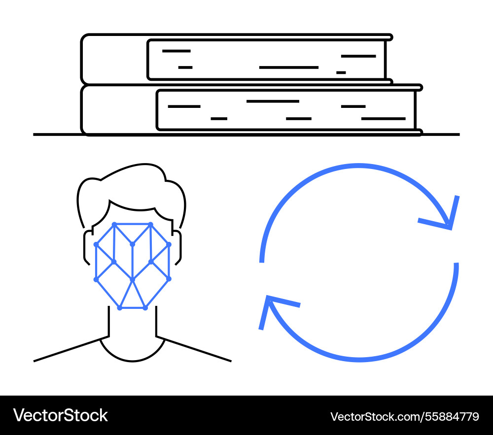 Facial recognition ai learning and knowledge Facial recognition ai learning and knowledge vector image