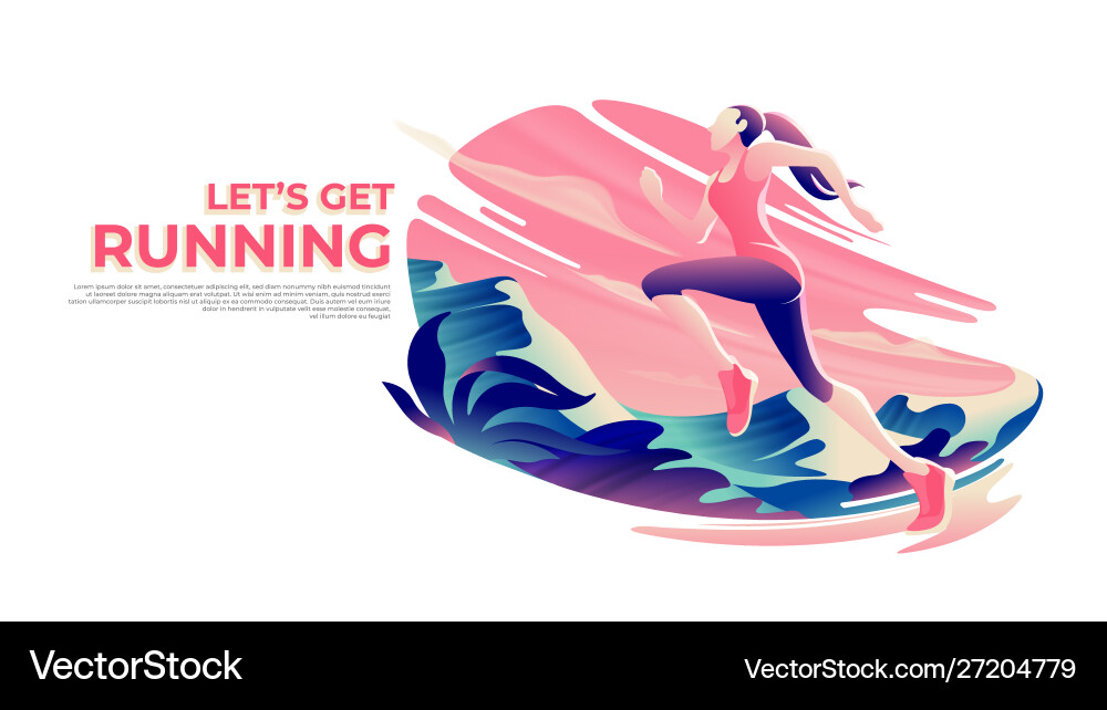 Female Runner Mountain Art Vector Image
