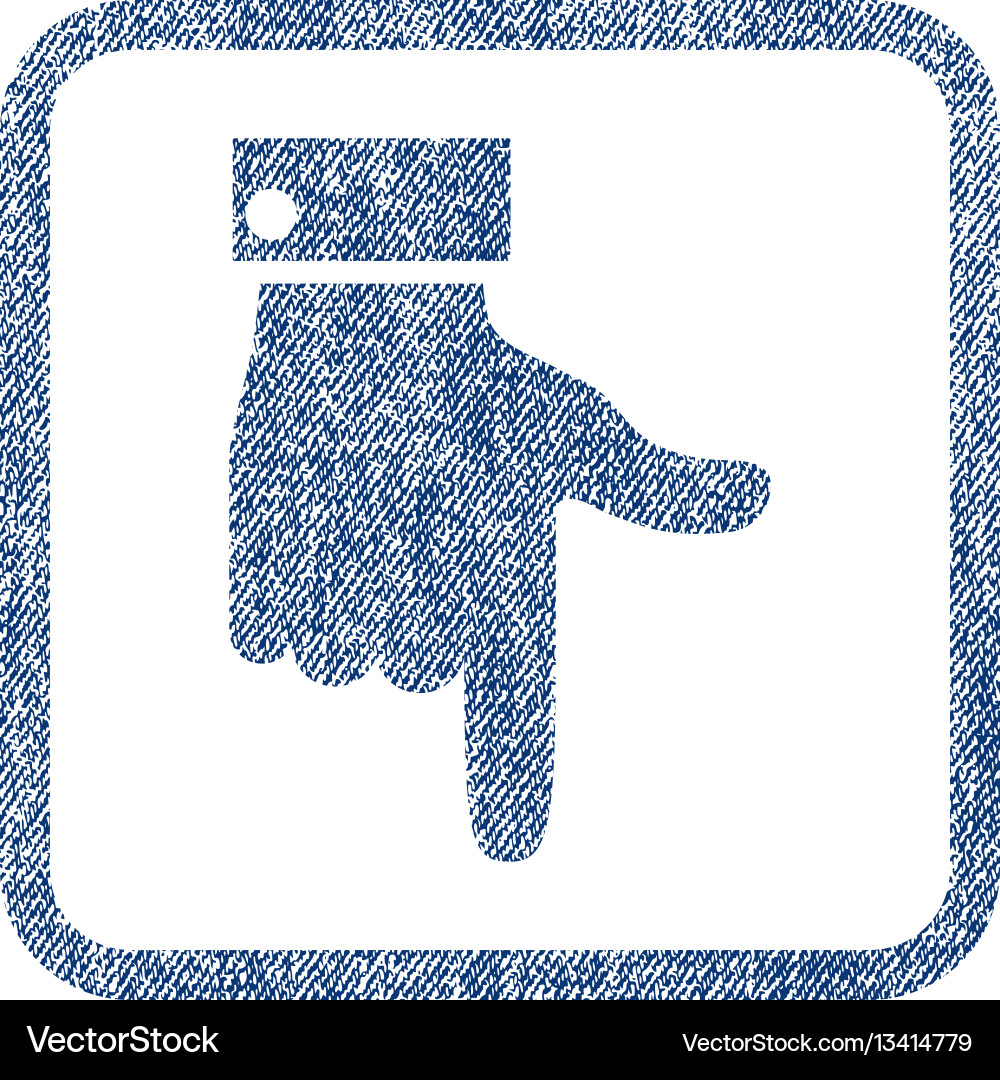 Hand pointer down fabric textured icon Hand pointer down fabric textured icon vector image