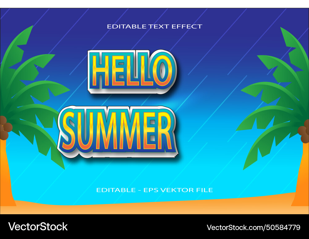 Hello summer editable text effect 3d gradients Hello summer editable text effect 3d gradients Vector Image