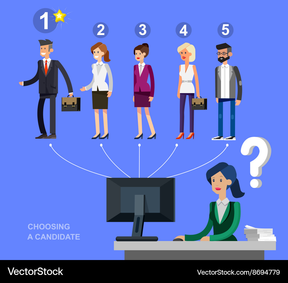 Hiring process concept with candidate selection Vector Image