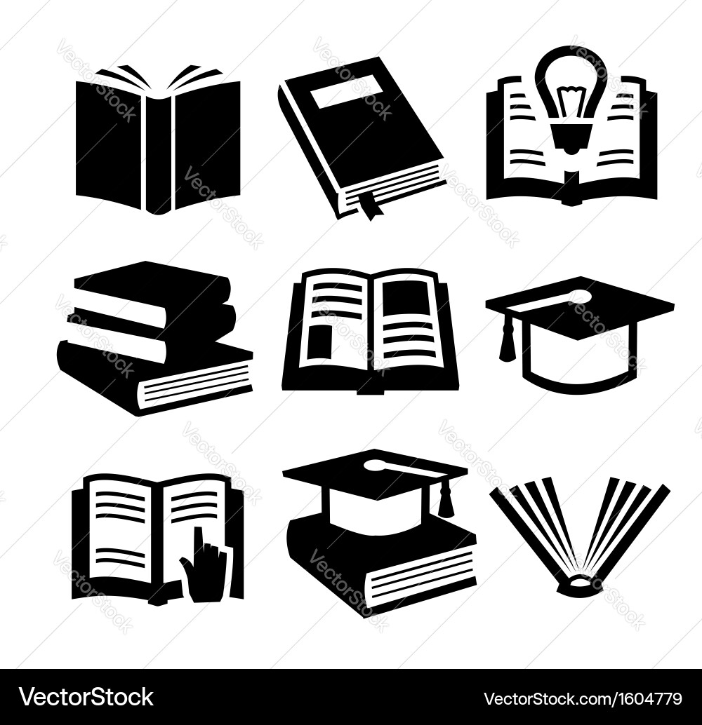 Icon Set buchen - Diverse Styles Vektorbild