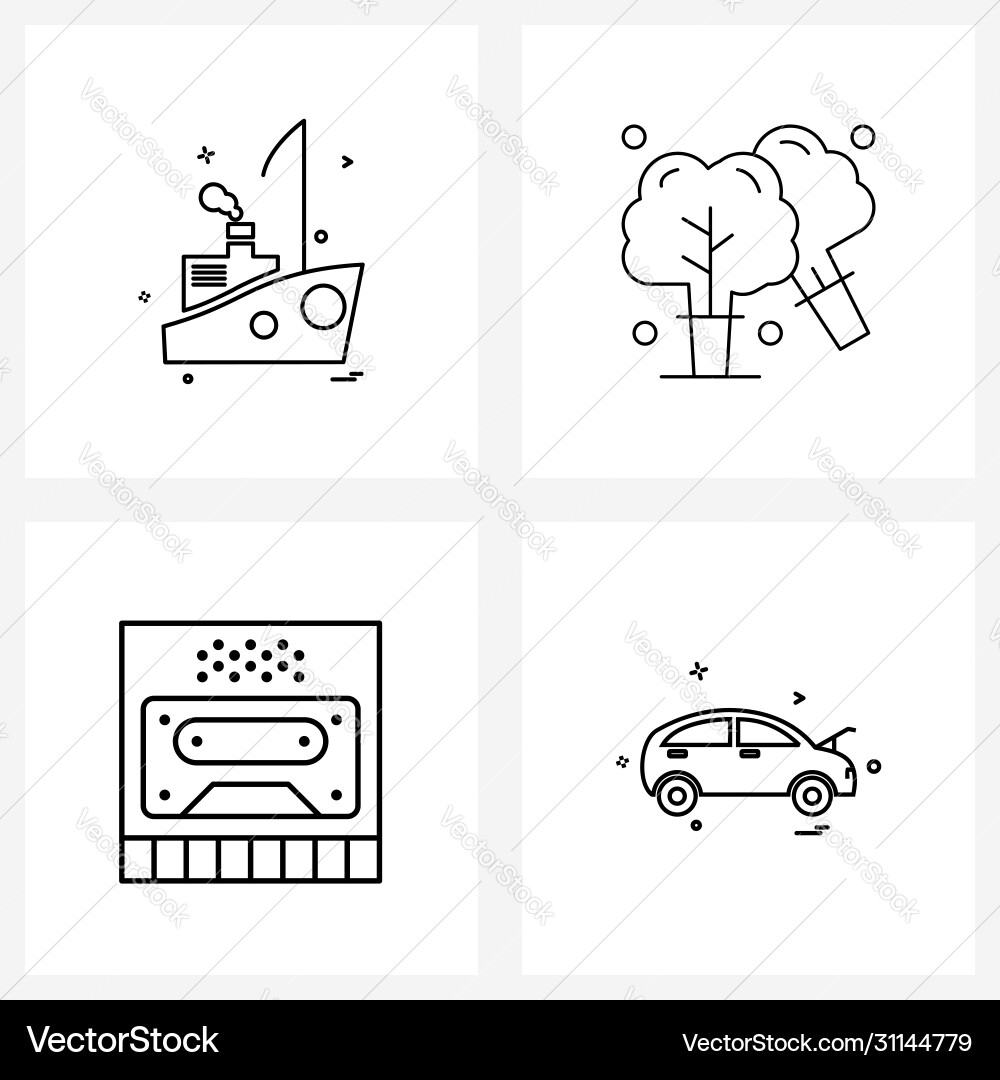 Isolated symbols set 4 simple line icons Vector Image