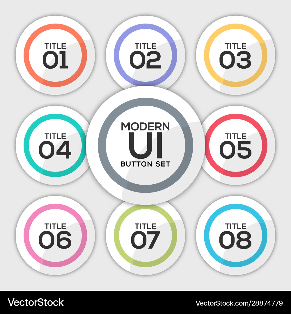 Modern user interface circle button set Modern user interface circle button set Vector Image
