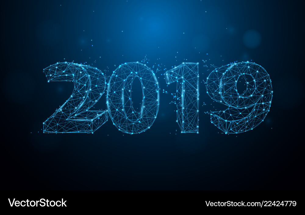 New years 2019 form lines triangles and particle New years 2019 form lines triangles and particle vector image