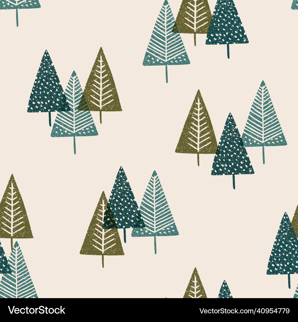 Scattered tree repeat pattern block printing Scattered tree repeat pattern block printing vector image