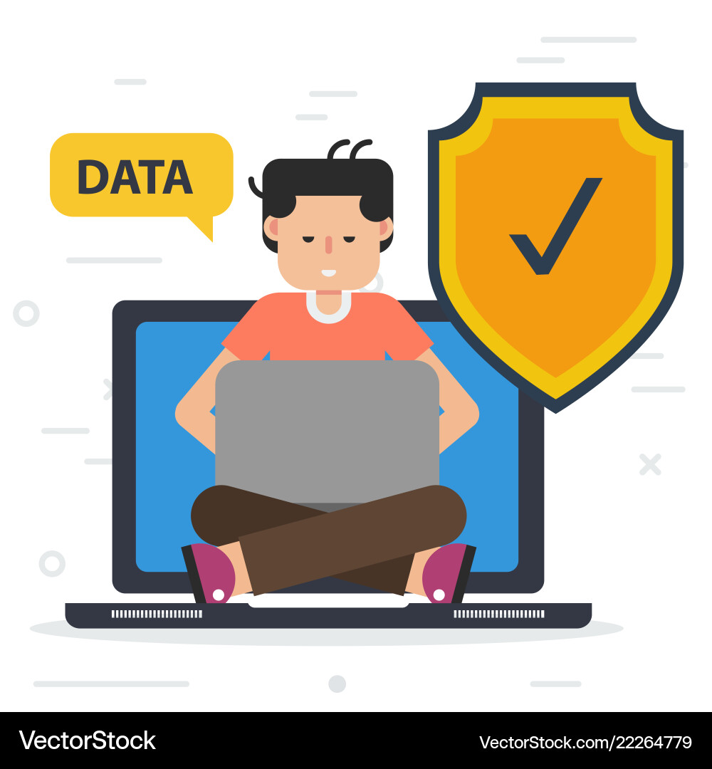 Security of data using on computer vector image