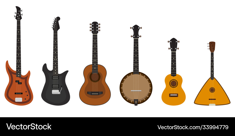 Set different stringed instruments Set different stringed instruments vector image