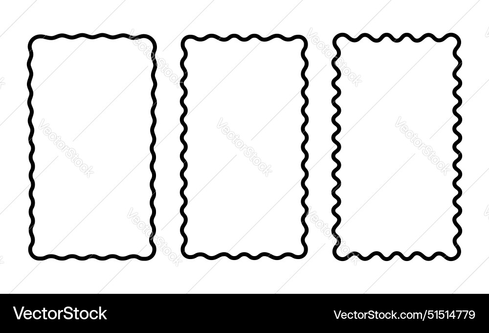 Set of vertical rectangle frames with wiggly edges Set of vertical rectangle frames with wiggly edges vector image