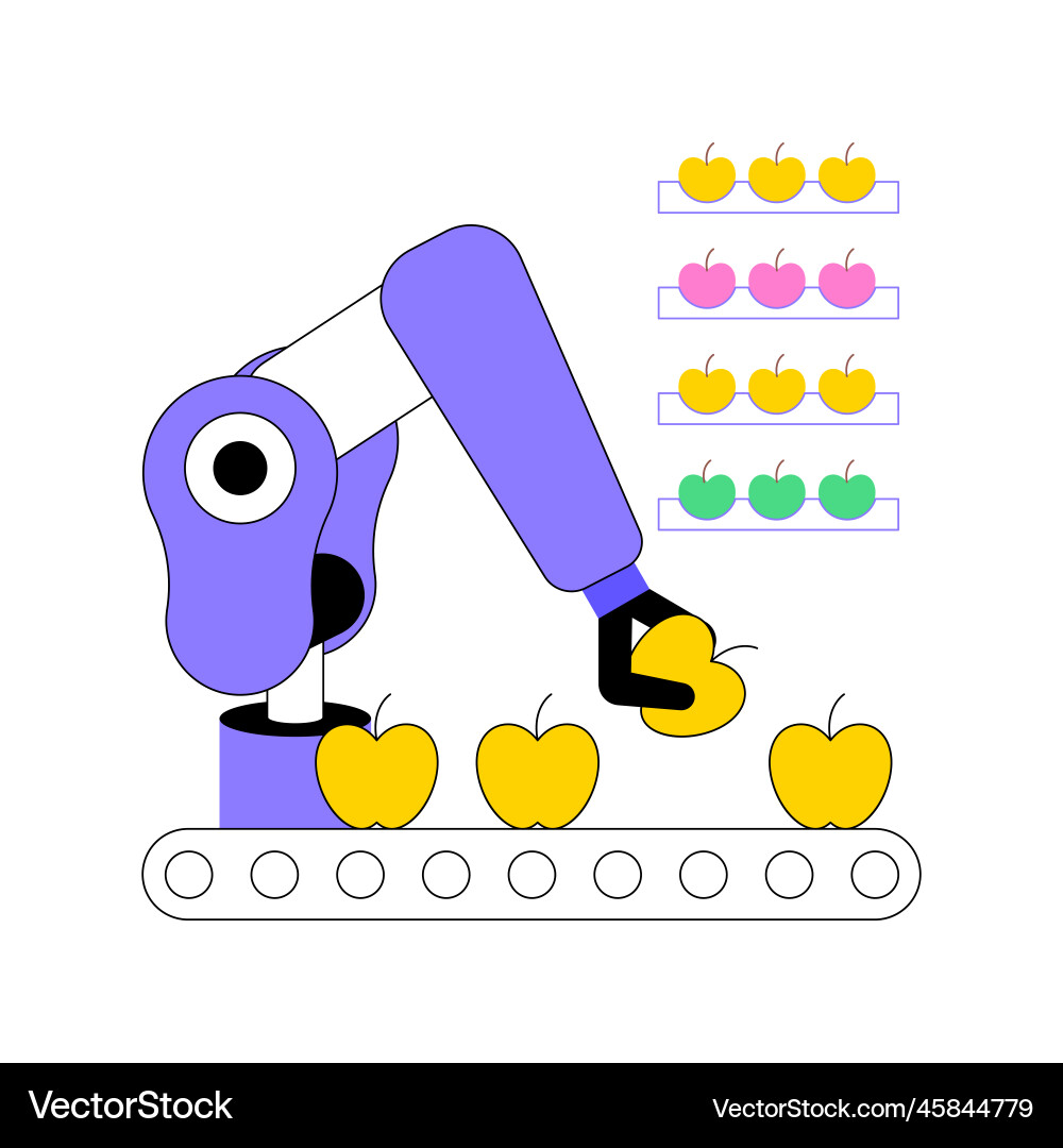 Sorting and packing robots isolated cartoon Sorting and packing robots isolated cartoon Vector Image