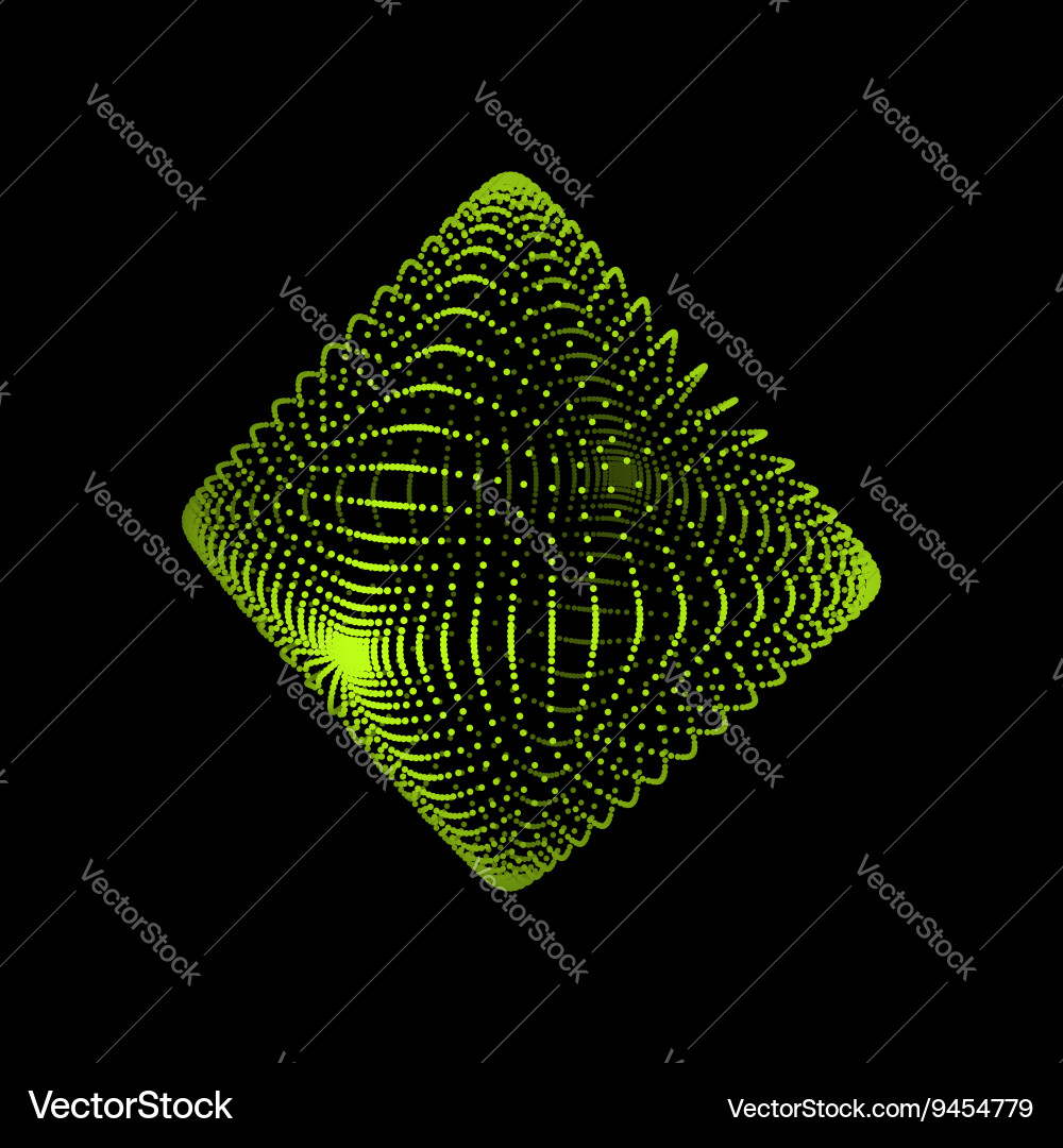 Transparent octahedron object with dots grid vector image