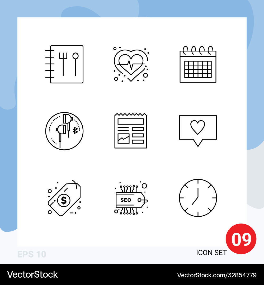 User interface pack 9 basic outlines ui Vector Image