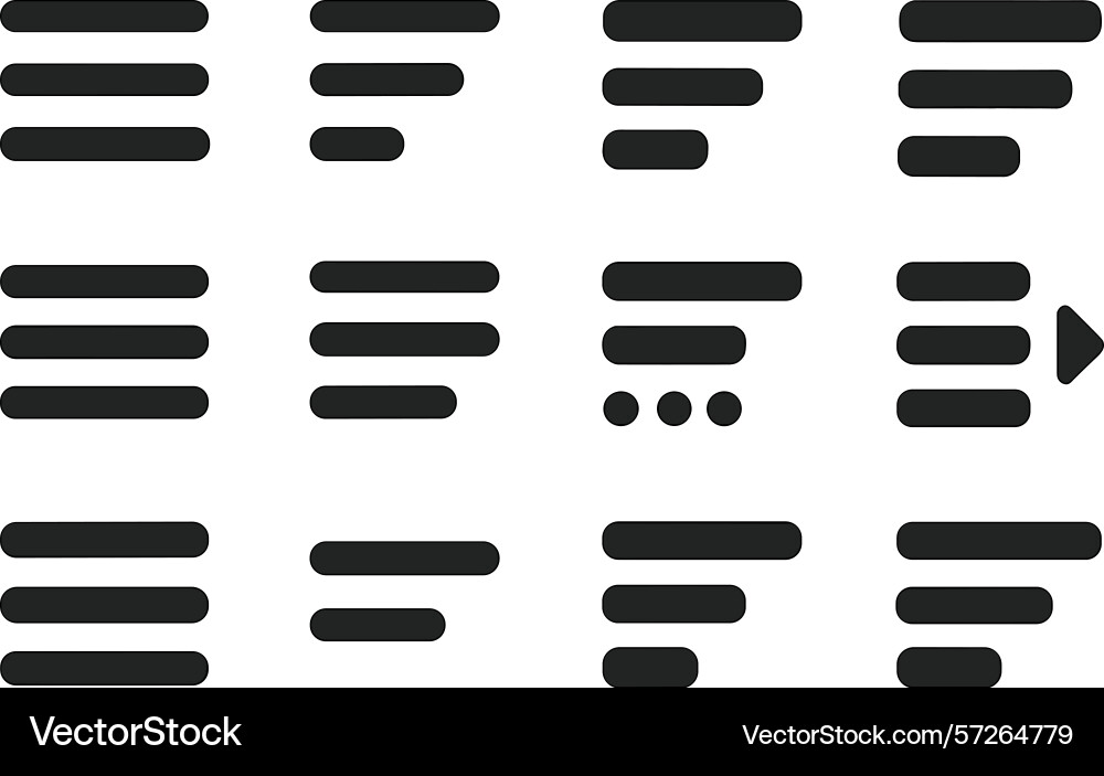 Visual representation of different menu bar icons Visual representation of different menu bar icons vector image