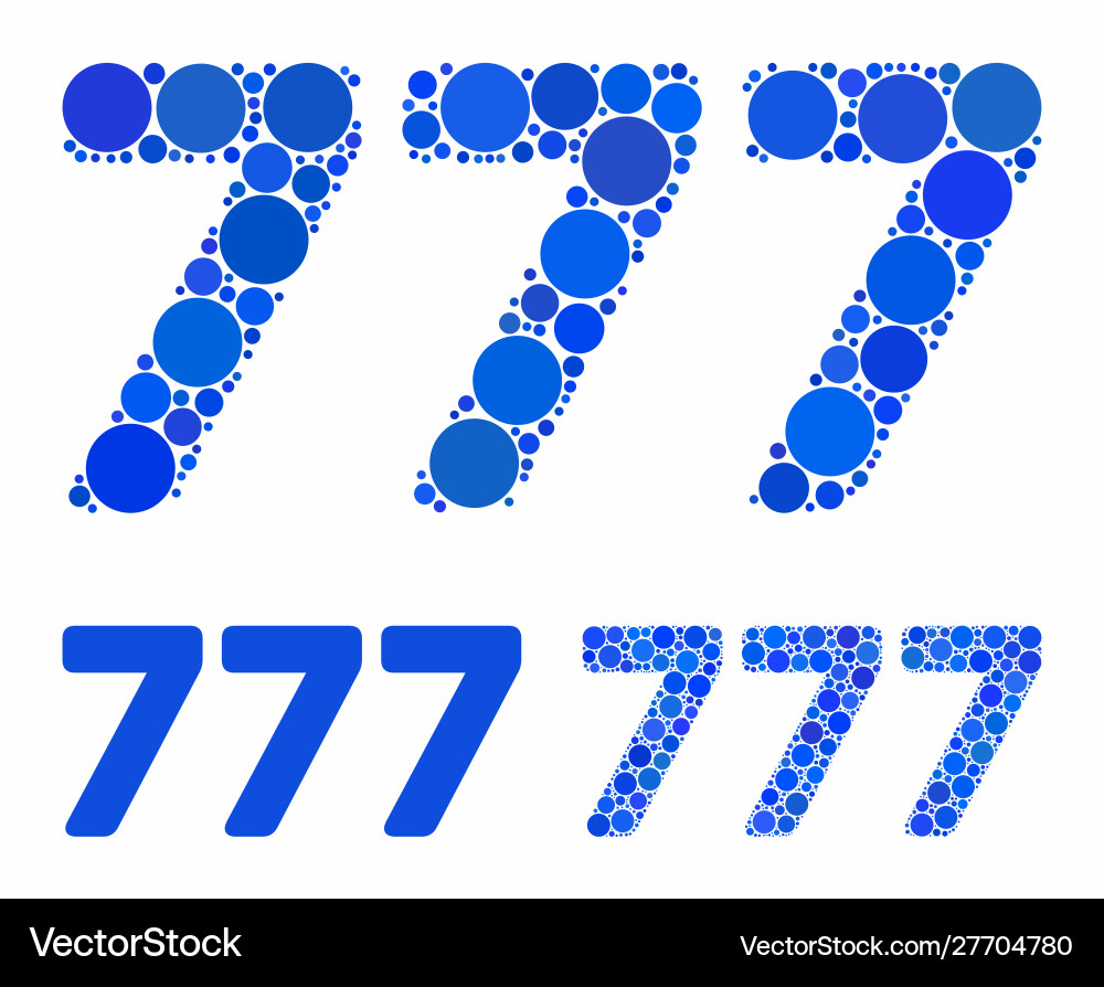 777 digits text mosaic icon round dots 777 digits text mosaic icon round dots Vector Image