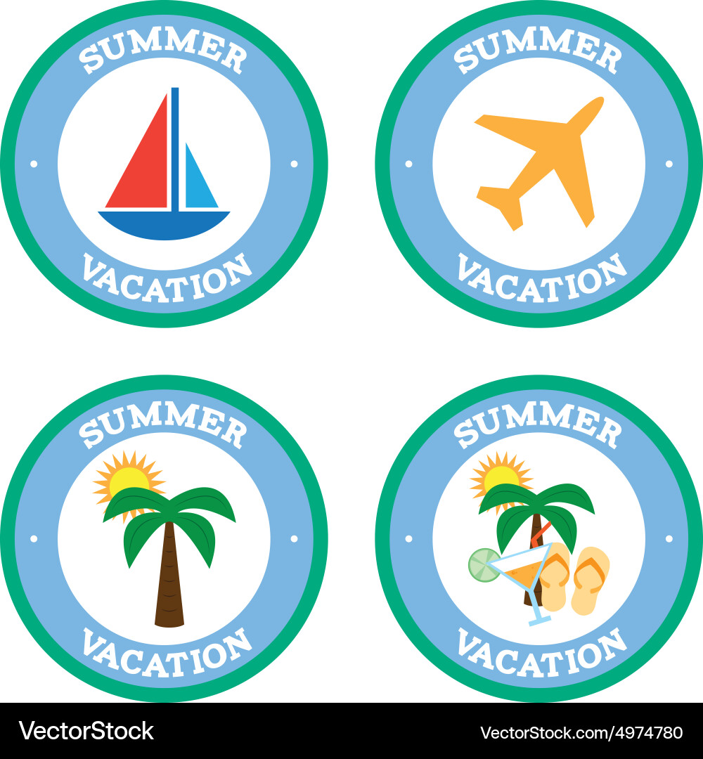 A set four blue labels and text with different vector image