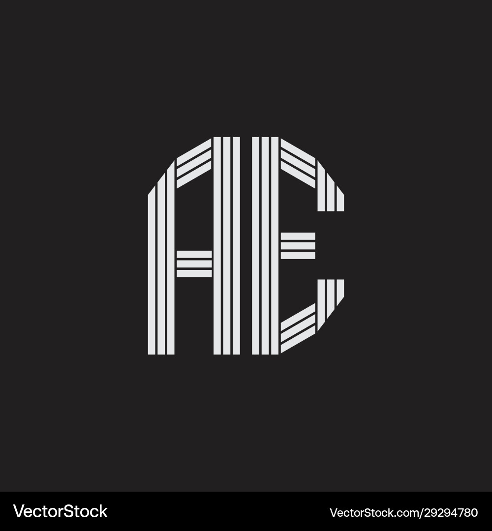 Ae logo monogram with outline style linked Vector Image