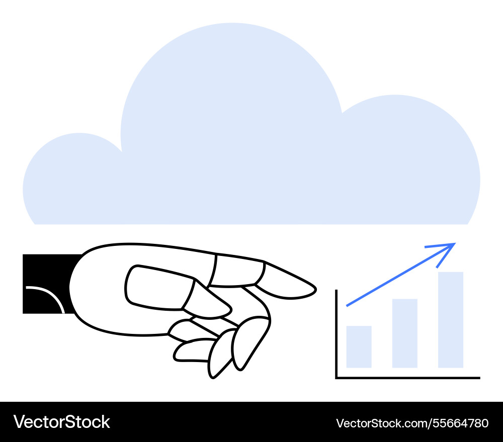 Ai-driven growth analysis with robotic hand Ai-driven growth analysis with robotic hand Vector Image