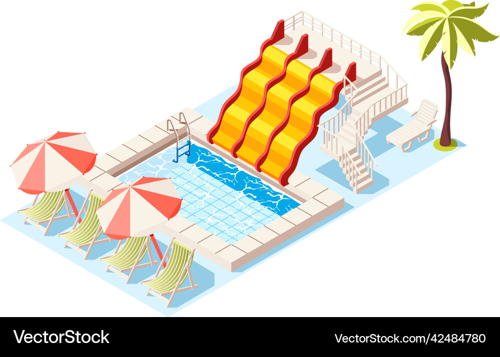 Aqua park landscape composition Royalty Free Vector Image
