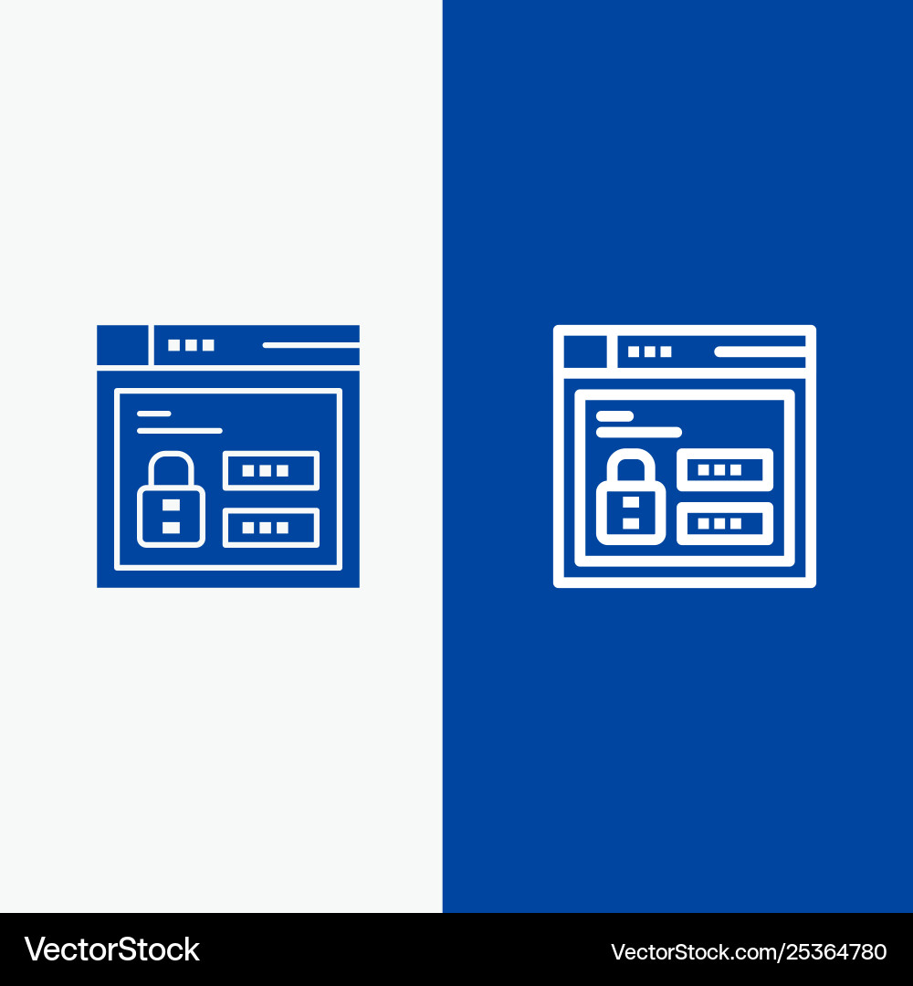 Browser-Web-Verriegelung Code-Linie und Glyph solide Symbol Browser-Web-Verriegelung Code-Linie und Glyph solide Symbol vektorbild
