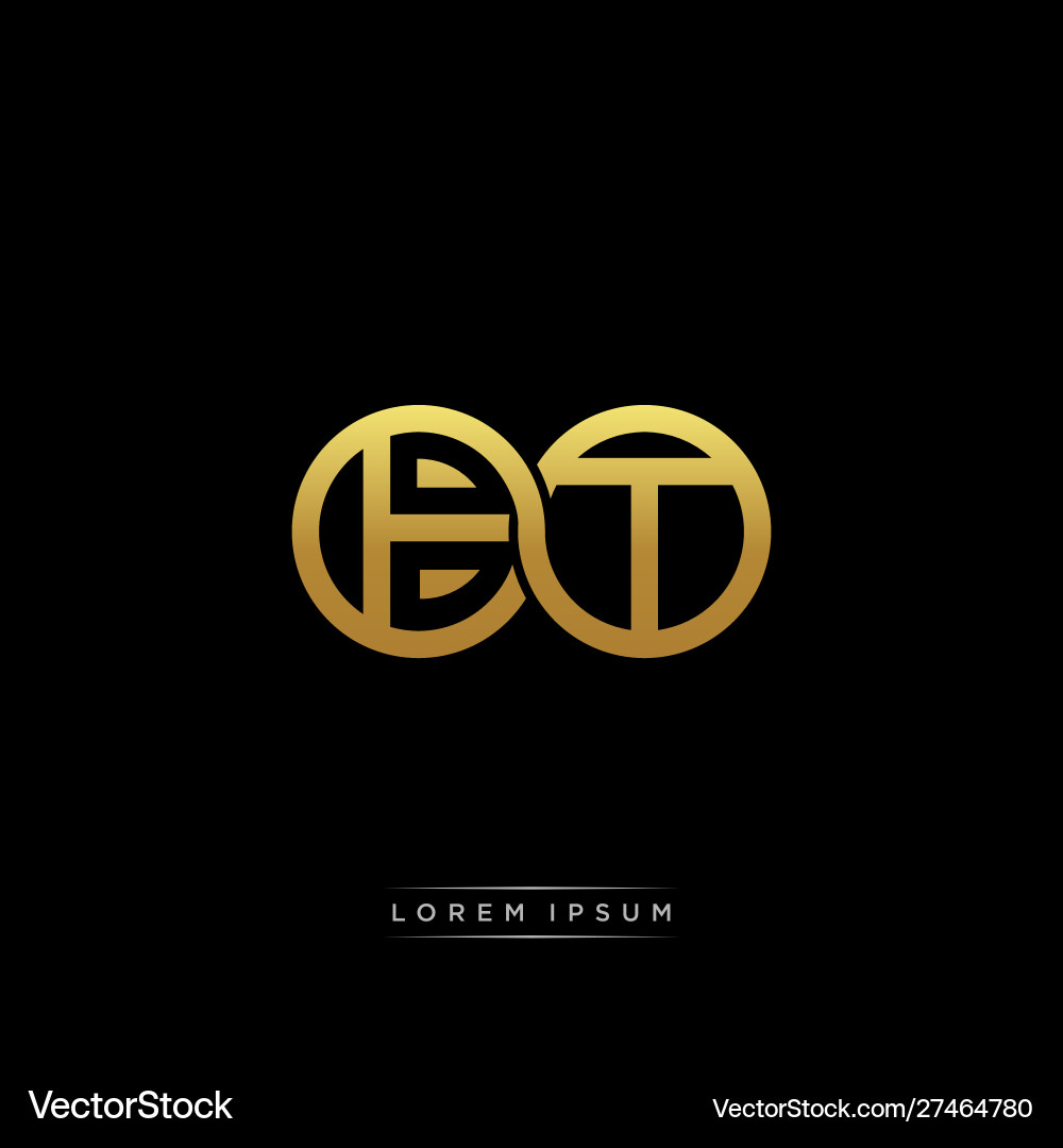 Bt initial letter linked circle capital monogram vector image