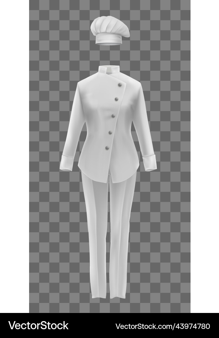 Chef uniform realistic composition with isolated Vector Image