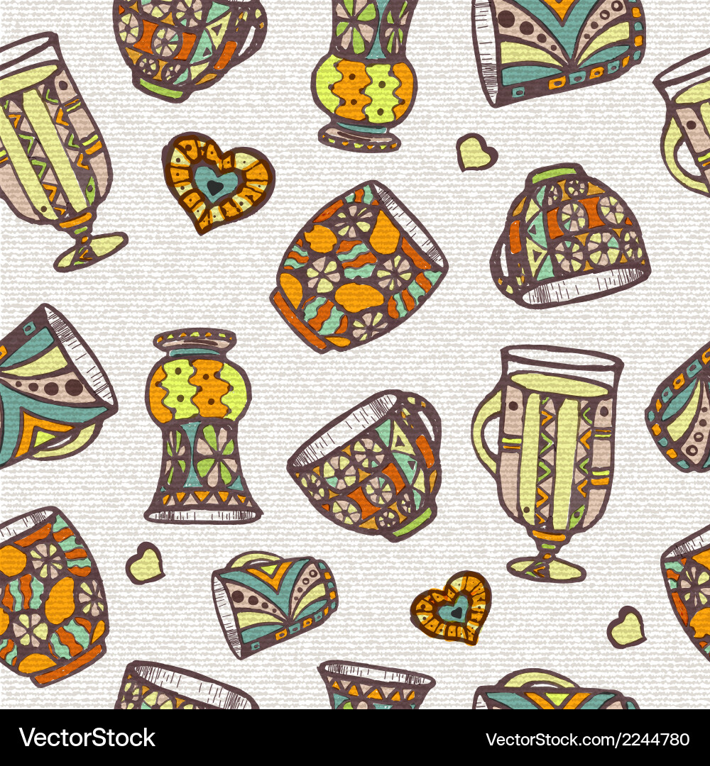 Cup Pattern Seamless Repeat vector image