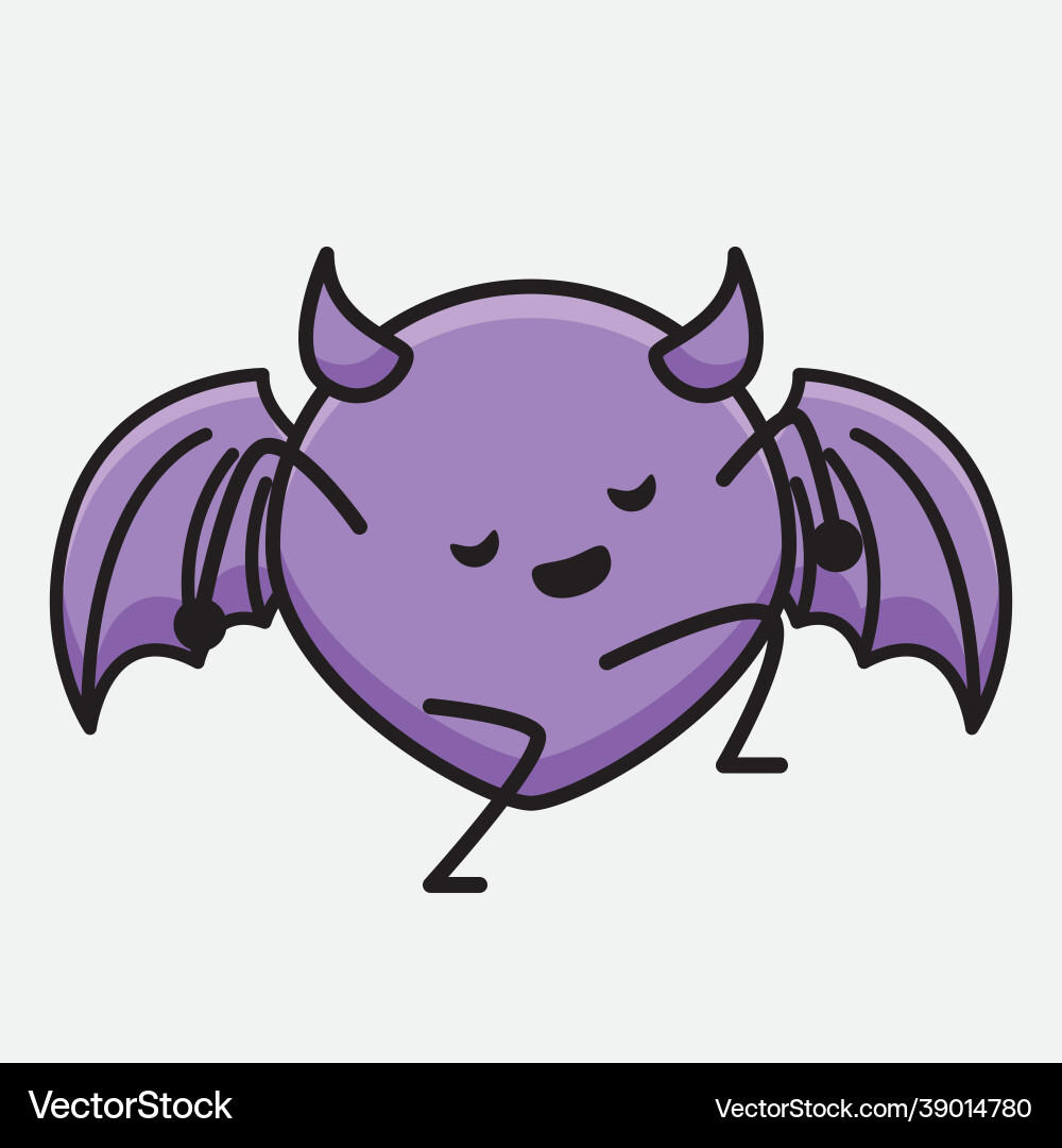 Devil bat character with cute face and simple Vector Image