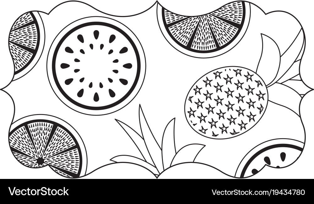Frame with fruits pattern Vector Image