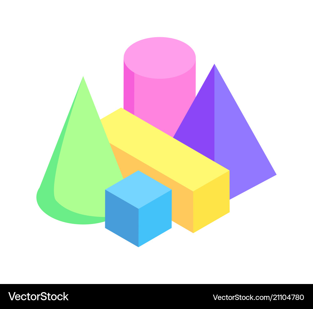 Geometric objects collection colorful poster Vector Image