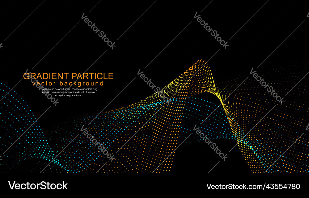 Gradient wave particles on black background Vector Image