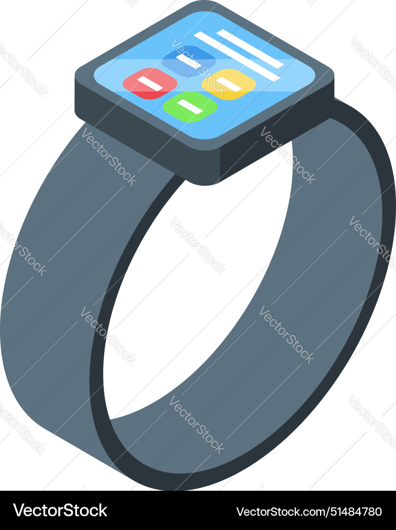 Isometric design of a smartwatch with colorful app Isometric design of a smartwatch with colorful app vector image