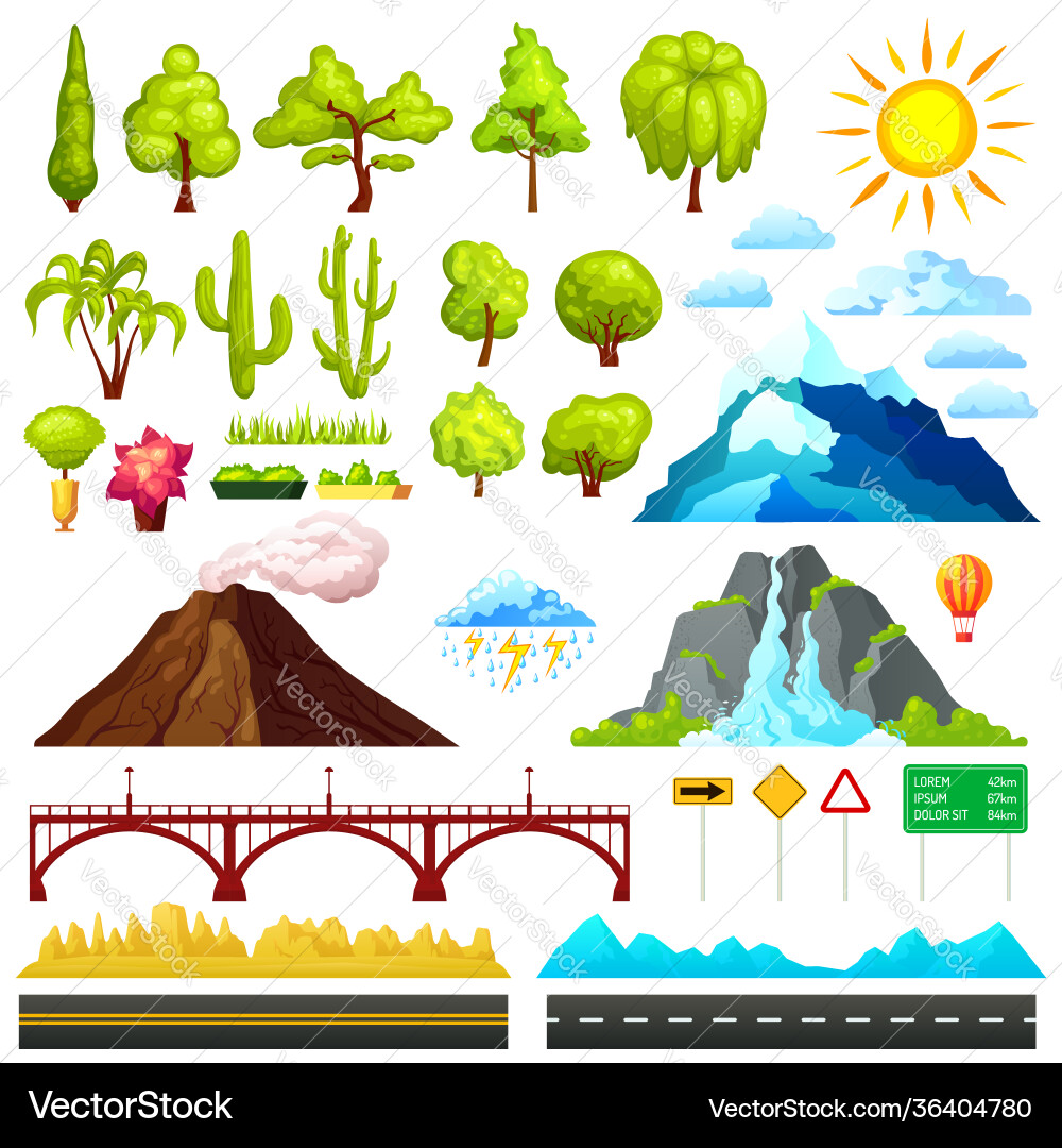 Landscape constructor elements set Vector Image