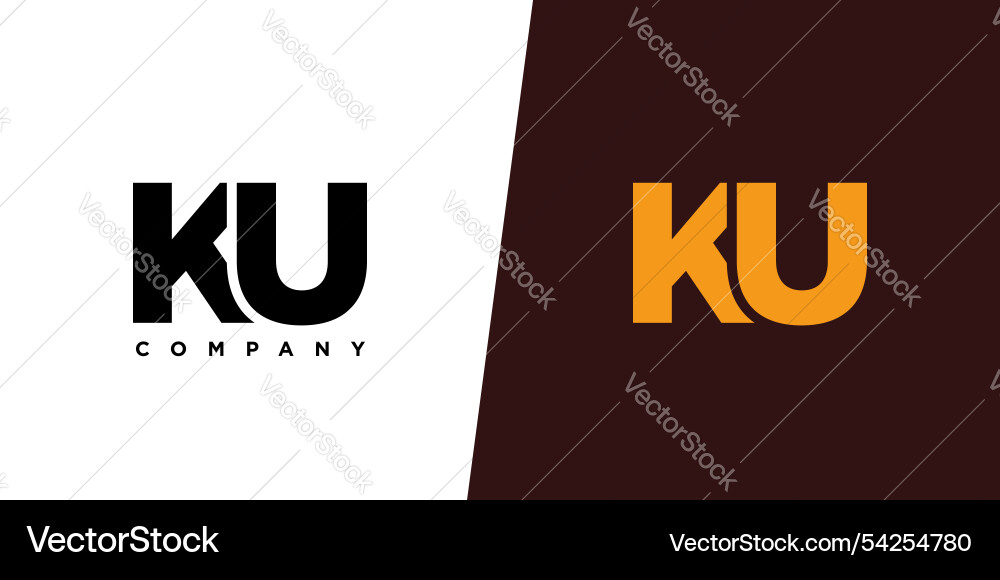 Letter k and u ku logo design template minimal Letter k and u ku logo design template minimal vector image