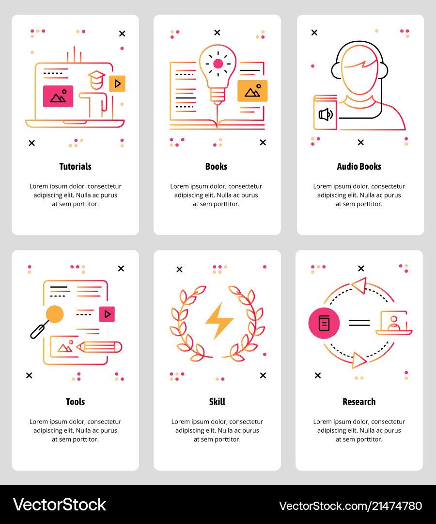 Line art web and mobile app template set vector image