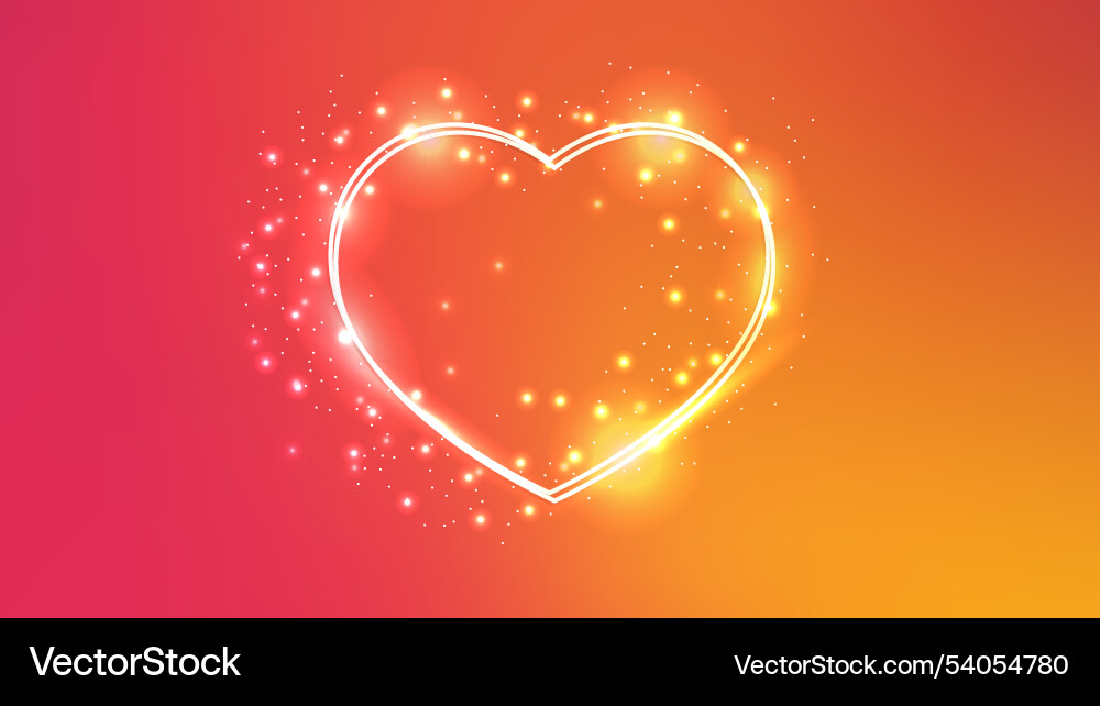 Neon double frame in heart form with shining Neon double frame in heart form with shining vector image
