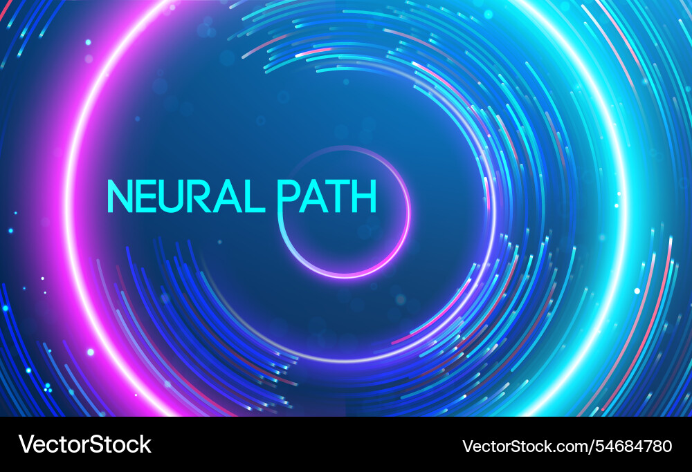 Neural path depicted through glowing circular vector image