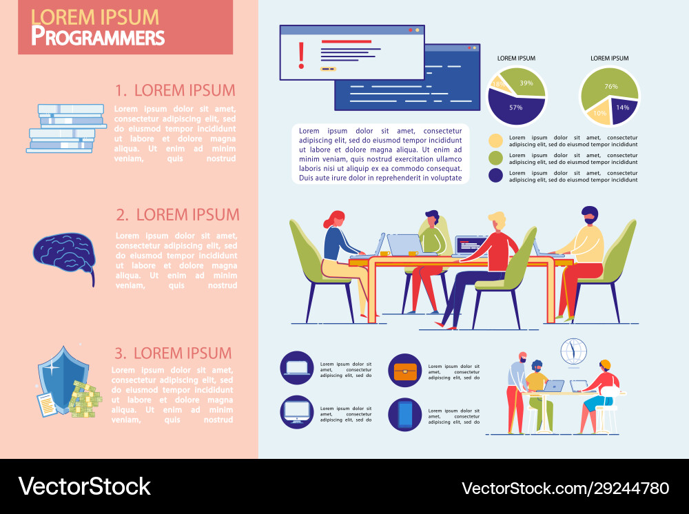 Programmers professional team infographic set vector image