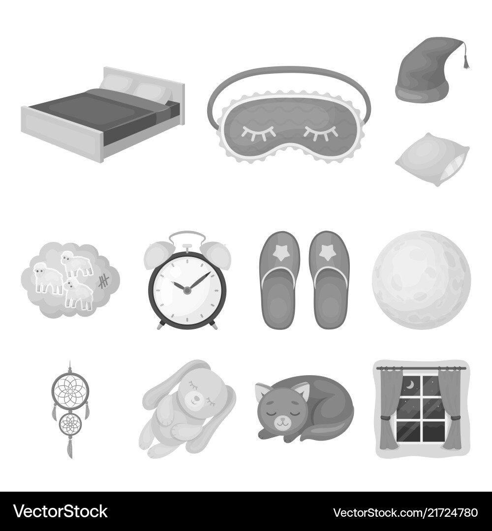 Rest and sleep monochrome icons in set collection Rest and sleep monochrome icons in set collection vector image