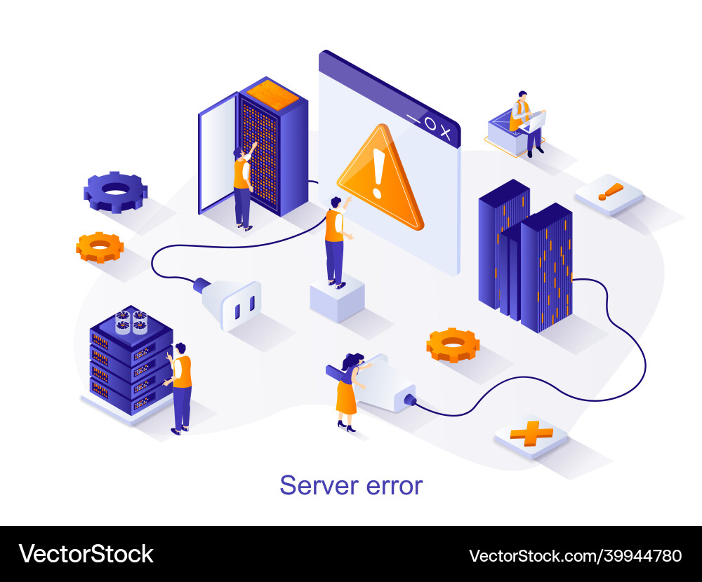 Server error isometric web concept Server error isometric web concept vector image