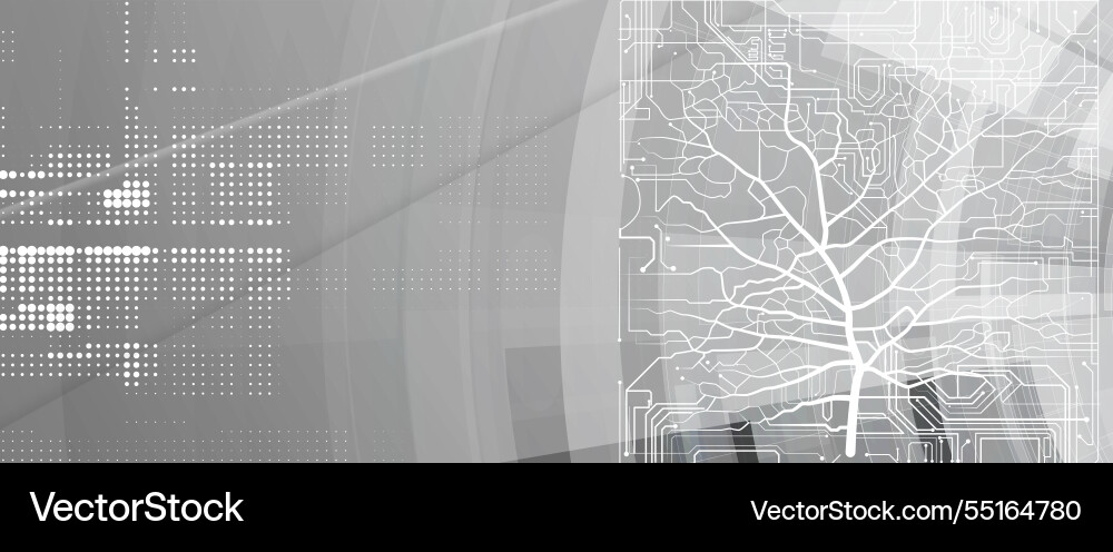 Tree of innovation merging nature and circuit Tree of innovation merging nature and circuit vector image