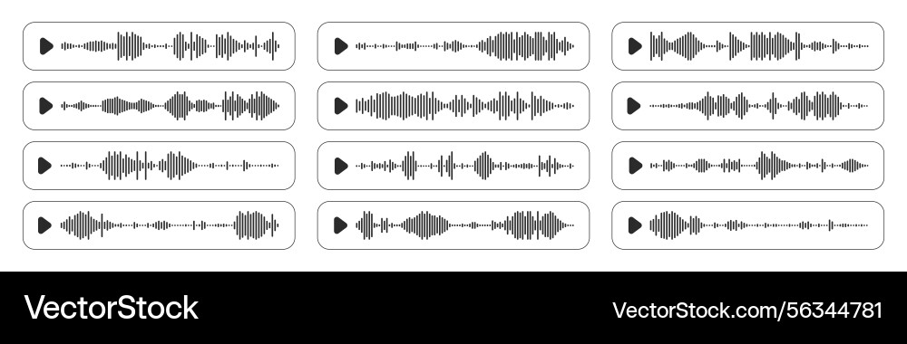 Audio-Wellenform-Symbole im Rasterformat Vektorbild