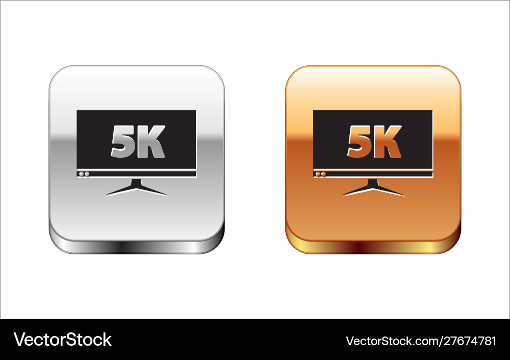 Black computer pc monitor display with 5k video Black computer pc monitor display with 5k video vector image